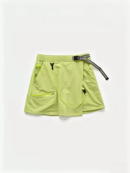Design Wrap Skirt Shorts Lime Green Functional Sporty Shorts - 7