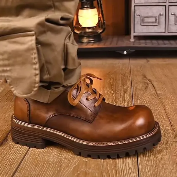 Design Work Boot Brown Leather Lace-Up Boots - 3