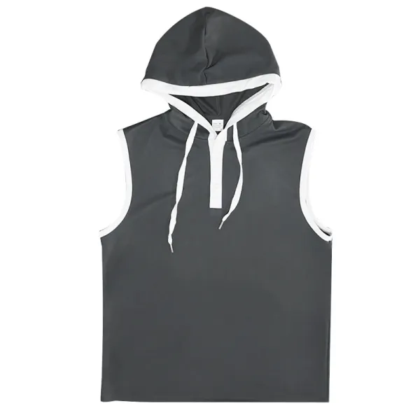 Design Sleeveless Hooded Waffle-Knit Vest Top White - 14