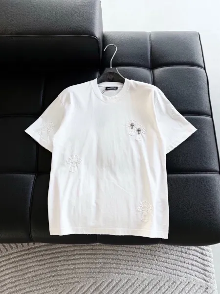 Chrome Hearts Cross Embroidered White T-Shirt - 4