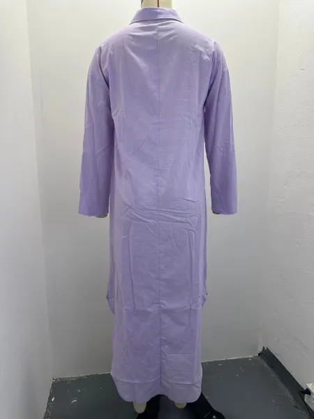 Design Linen Shirt Dress Light Blue Casual-Dress - 9