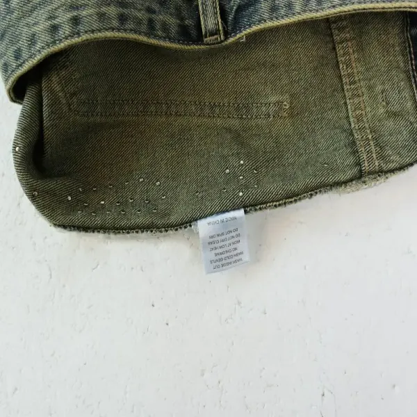 Design 8700 Washed Denim Shorts with Rivets and Camo Hem - 8