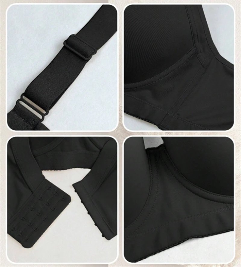 Design Push-Up Bra Black Seamless Underwire-Free Bra Underwear - 11