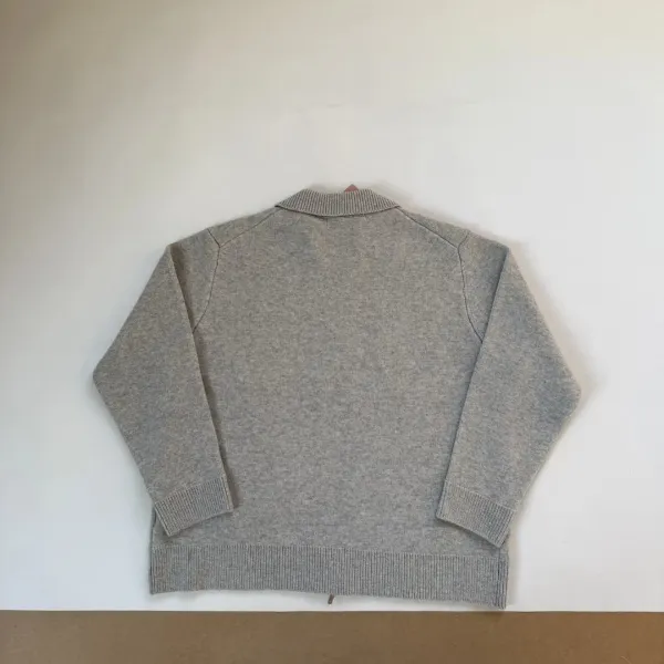 Design Knit Zip-Front Collar Cardigan Gray Outerwear.cardigan - 15