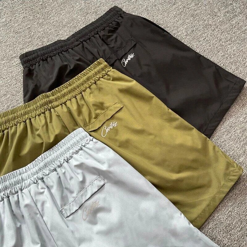 Corteizrtw Reflective Stripe Gray Olive Black Sport Shorts