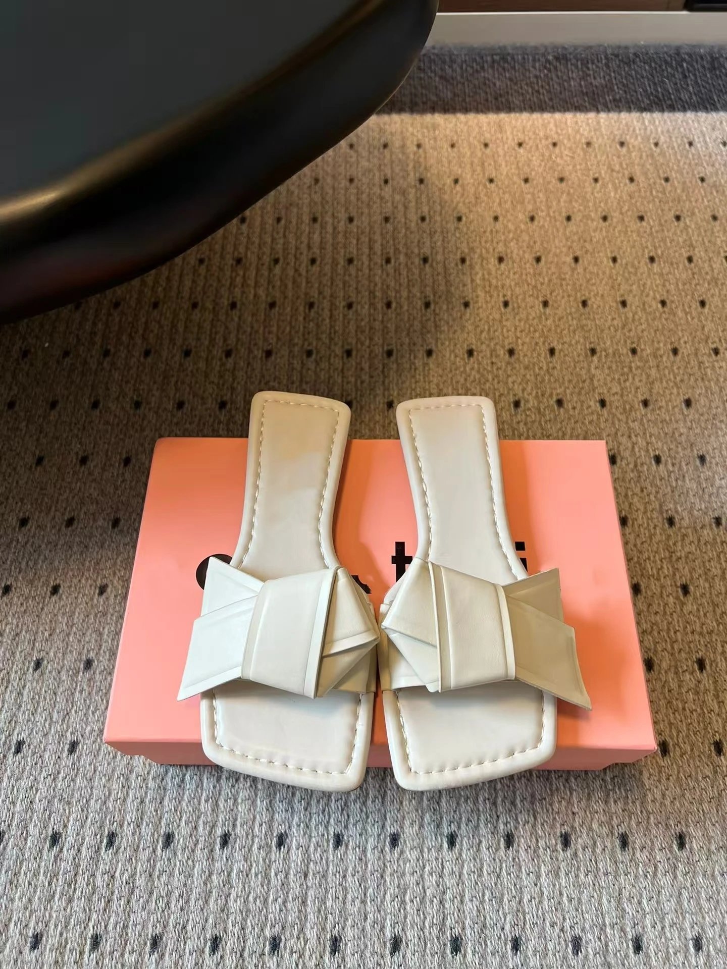 Jacquemus Le Chiquito Bow Slide Sandals Beige Slippers - 7
