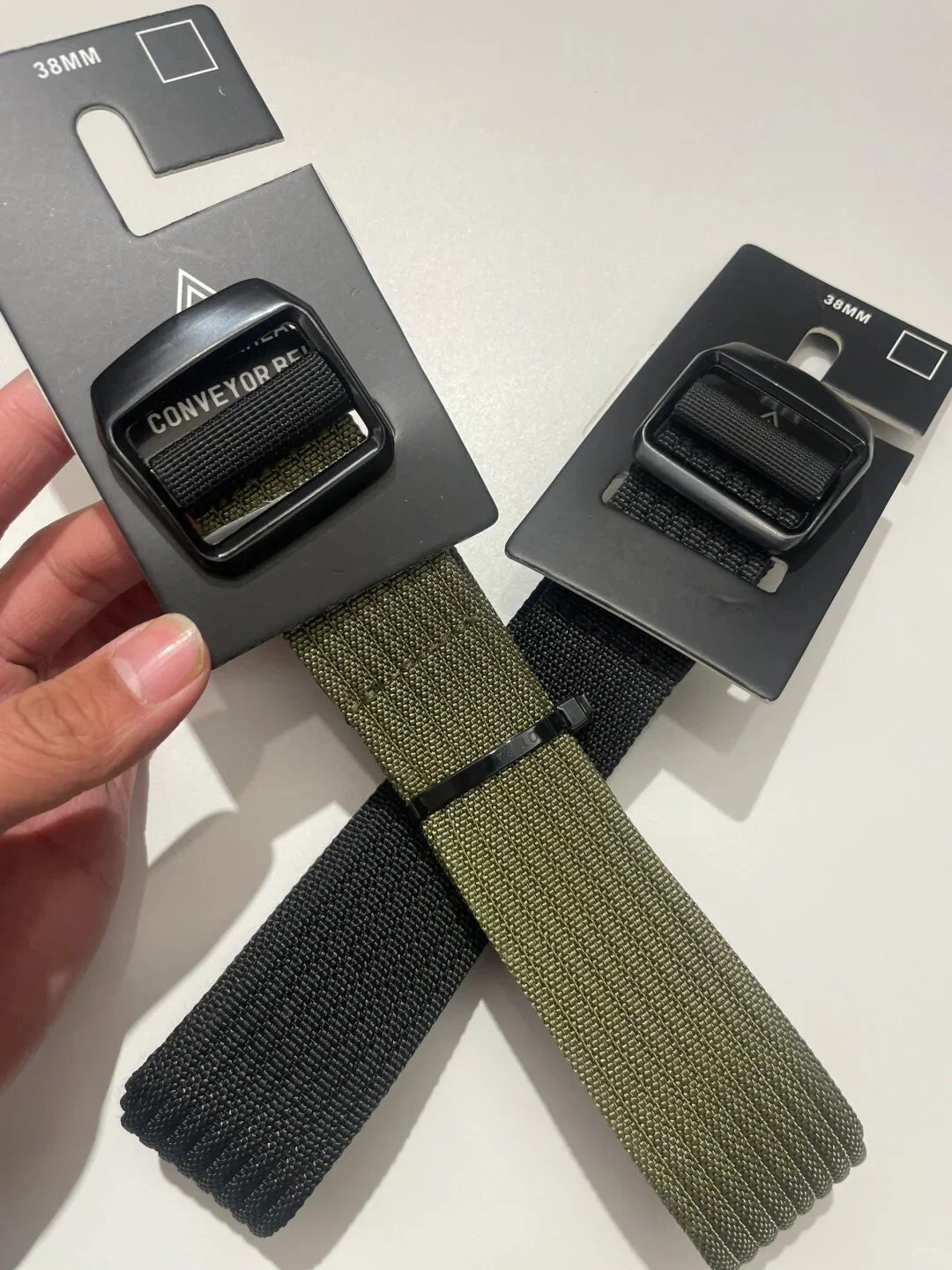 Design Conveyor Belt 38mm Olive Green Canvas Belt - 8