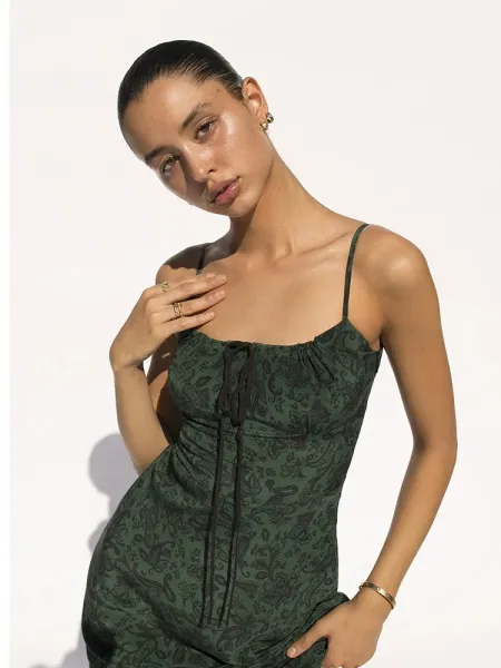 Design Polka Dot Spaghetti Strap Mini Dress Black - 21