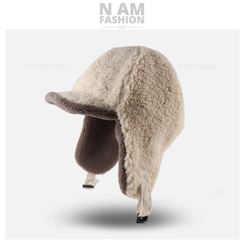 Design N AM Fashion Shearling Aviator Hat Beige-Brown Hat Hats