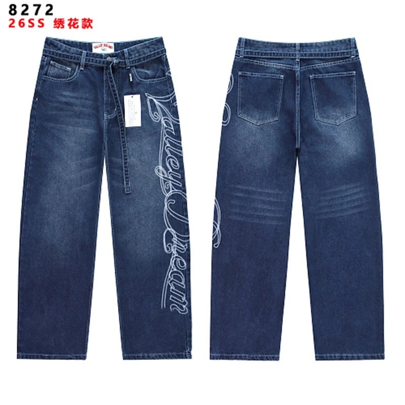 Design Valley Dream Embroidered Wide-Leg Jeans Blue Jeans