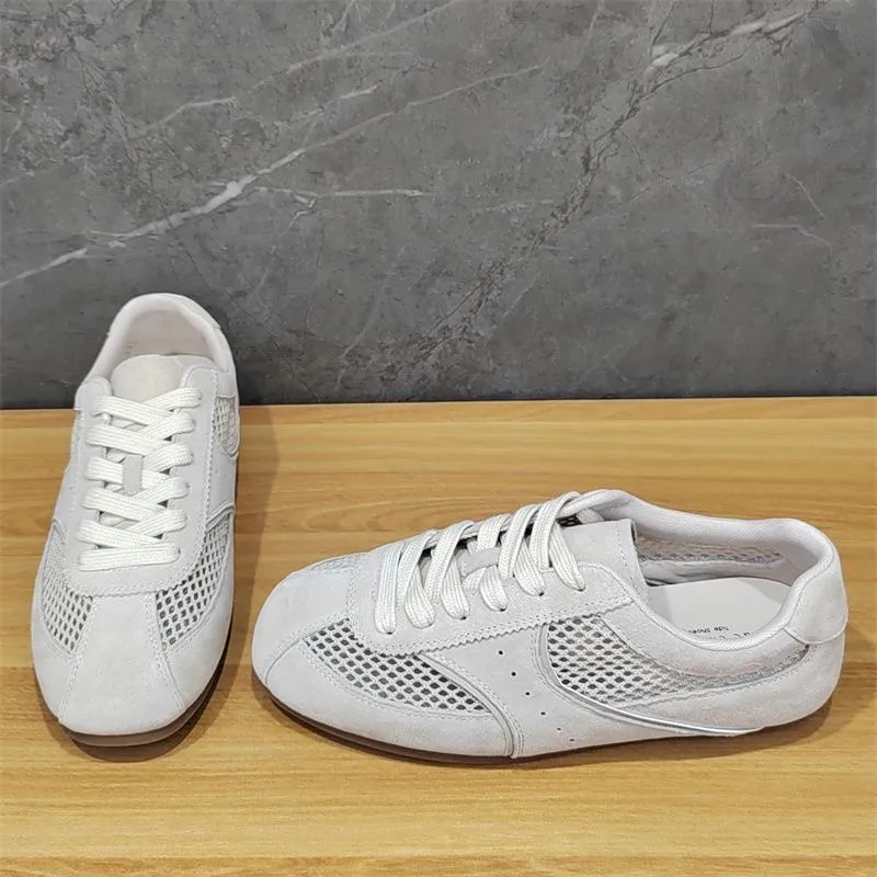 Design Retro Mesh Sneakers Beige Yellow Casual Shoes - 3