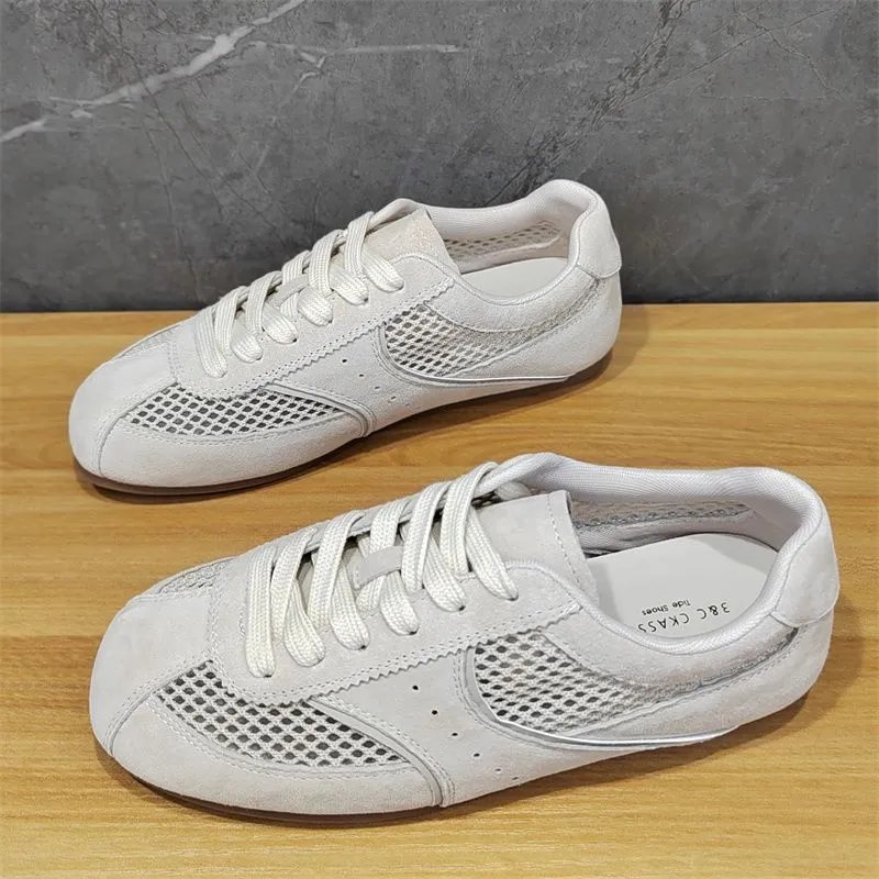 Design Retro Mesh Sneakers Beige Yellow Casual Shoes - 4