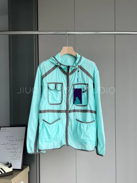 Design HWH GERA Windbreaker Jacket in Light Gray with Lavender Trim Outerwear.windbreaker - 6