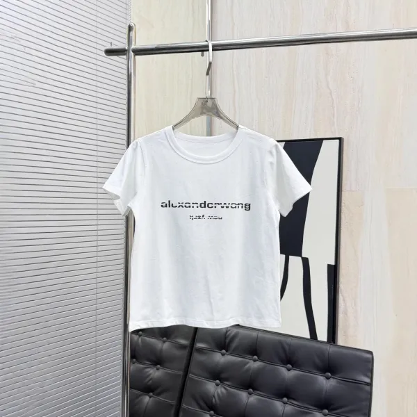 Alexander Wang Logo Print White Cropped T-Shirt - 5