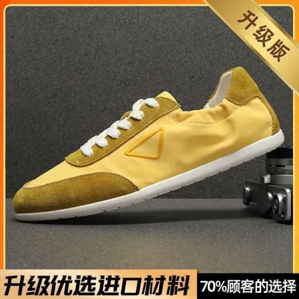 Design Retro Runner Yellow Suede-Canvas Sneakers - 1