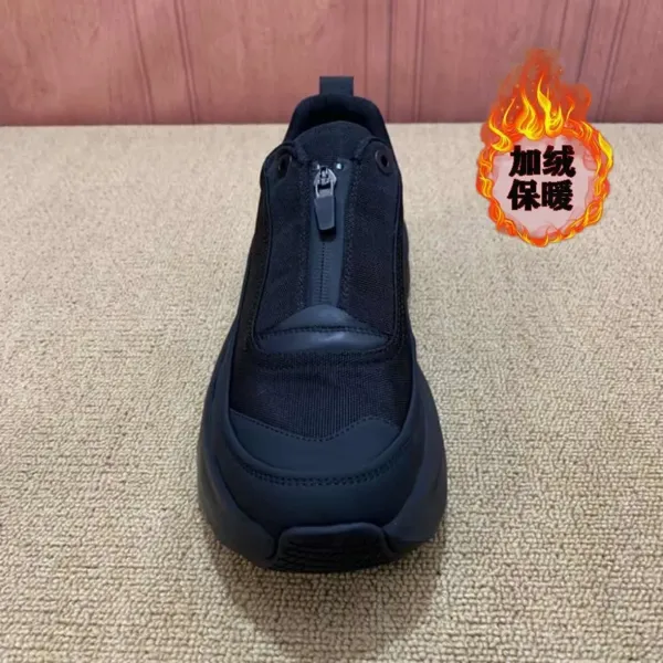 Design Chunky Platform Sneakers Black Fleece-Lined Winter Casual Shoes - 4