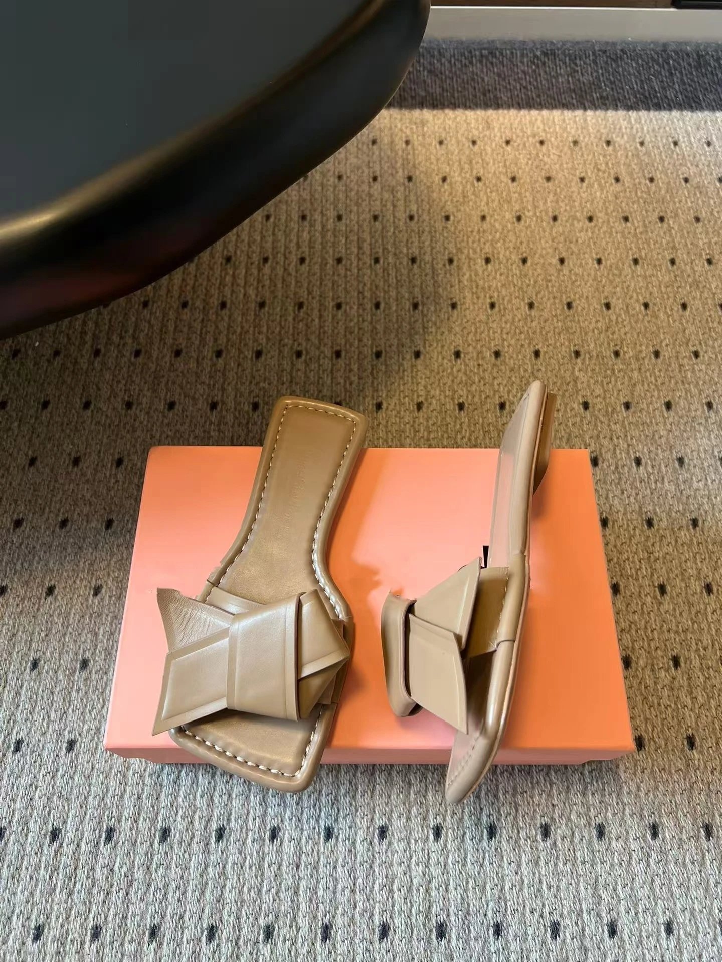 Jacquemus Le Chiquito Bow Slide Sandals Beige Slippers - 19