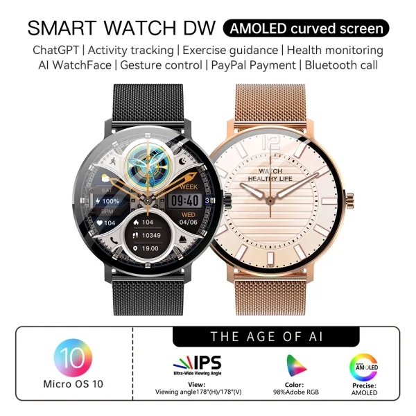 Design Smartwatch Blue Dial White Strap Smartwatch - 13