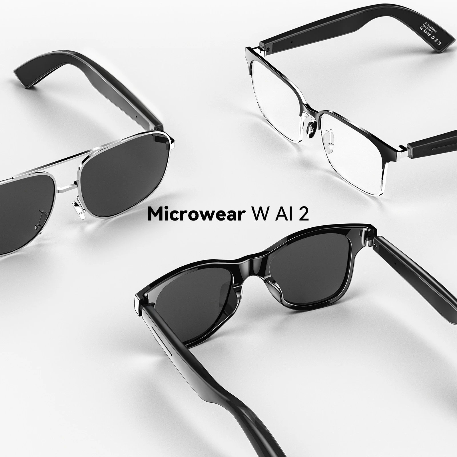 Microwear W AI2 Black Smart Glasses