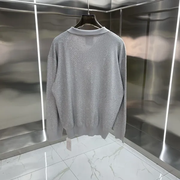 Design Knit Sweater with Green Logo Pattern White - 18