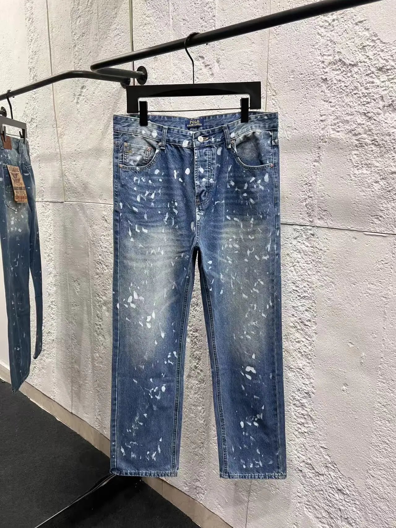 Polo Ralph Lauren Paint-Splatter Straight-Leg Jeans Blue