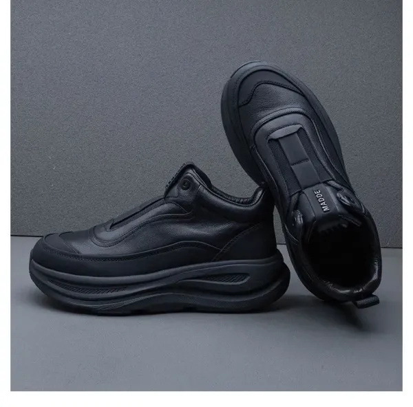 Design Chunky Leather Slip-On Sneakers Black - 11