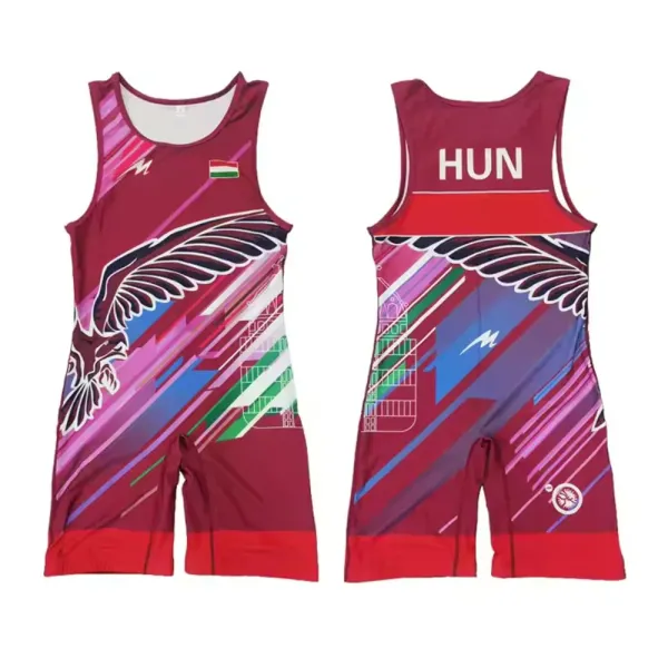 Design Hungary National Team Wrestling Singlet Multicolor Activewear - 1