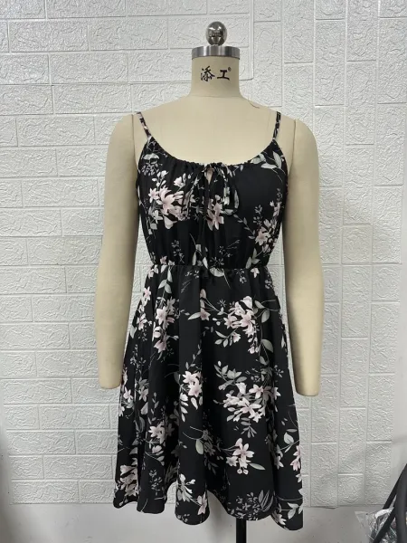 Design Floral Print Tie-Neck Midi Dress - 6
