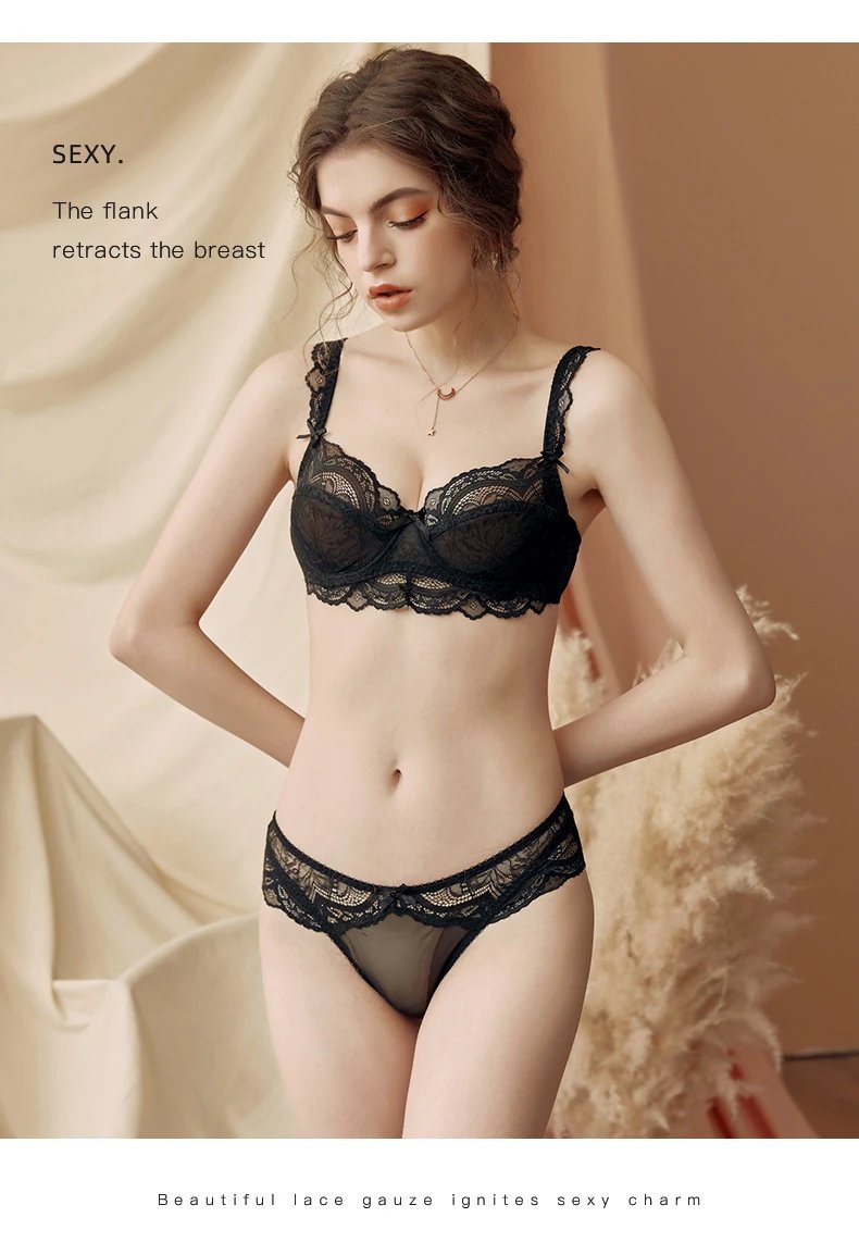 Design Lace Underwire Bra and Thong Set Army Green Lingerie Underwear - 5