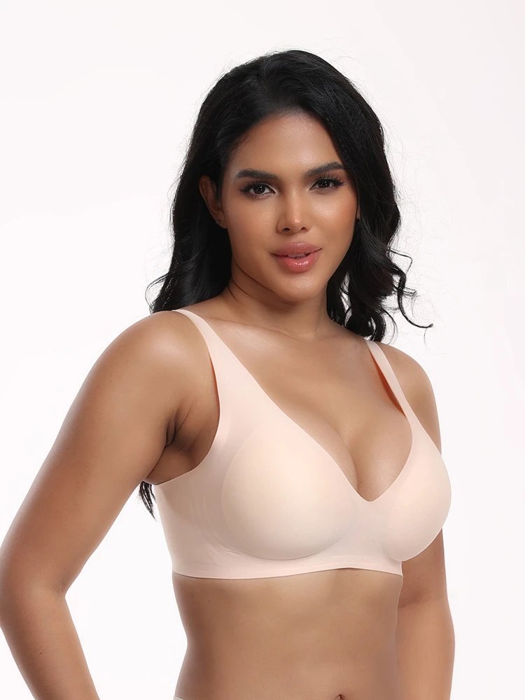 Design V-Neck Seamless Bra Black Underwear - 5