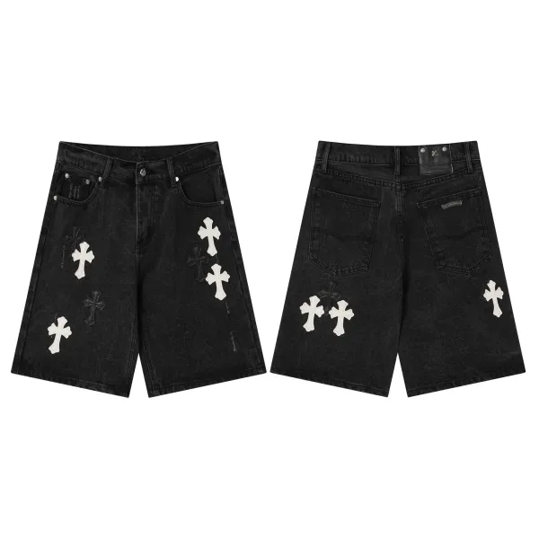 Chrome Hearts Cross Logo Denim Shorts Black - 40