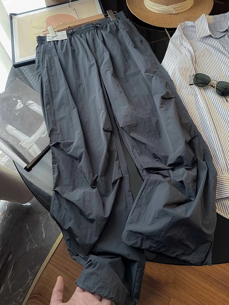 Wide-Leg Relaxed Fit Cargo Pants Gray