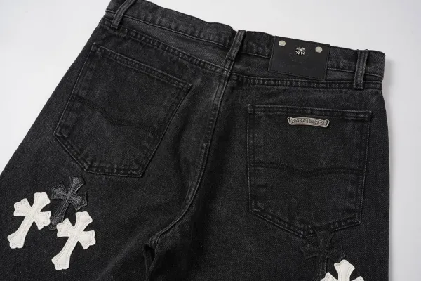 Chrome Hearts Cross Logo Denim Shorts Black - 49
