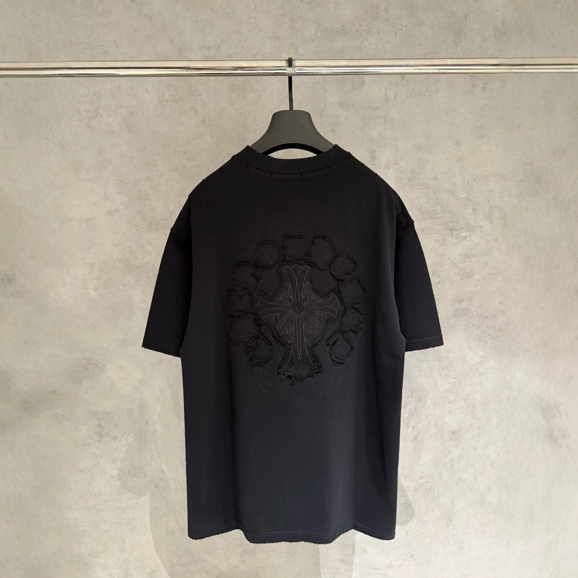 Chrome Hearts Cross Embroidered Black Oversized T-Shirt