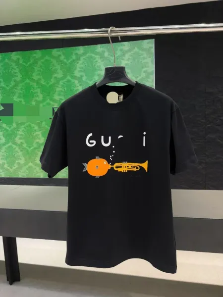 Gucci Fish Trumpet Print Black T-Shirt - 1