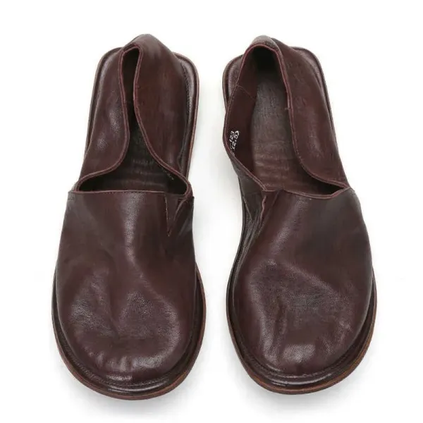 Design Slip-On Loafers Black Leather Casual Shoes - 6