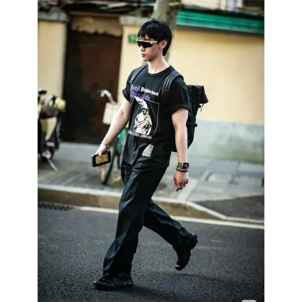 Yohji Yamamoto x Neighborhood Collaboration Graphic Tee Charcoal Gray T-Shirt - 11