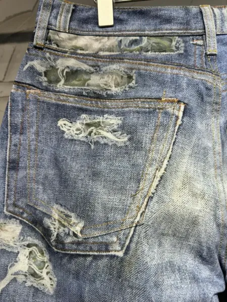 Design Floral Patchwork Distressed Wide-Leg Jeans - 7