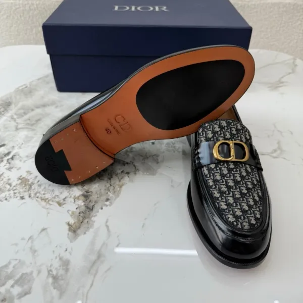 Dior Dior Oblique Loafers Black and Beige - 5