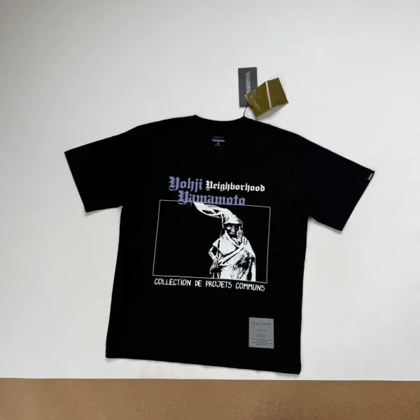 Yohji Yamamoto x Neighborhood Collaboration Graphic Tee Charcoal Gray T-Shirt - 19