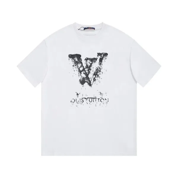 Louis Vuitton Distressed Monogram Logo White T-Shirt - 1