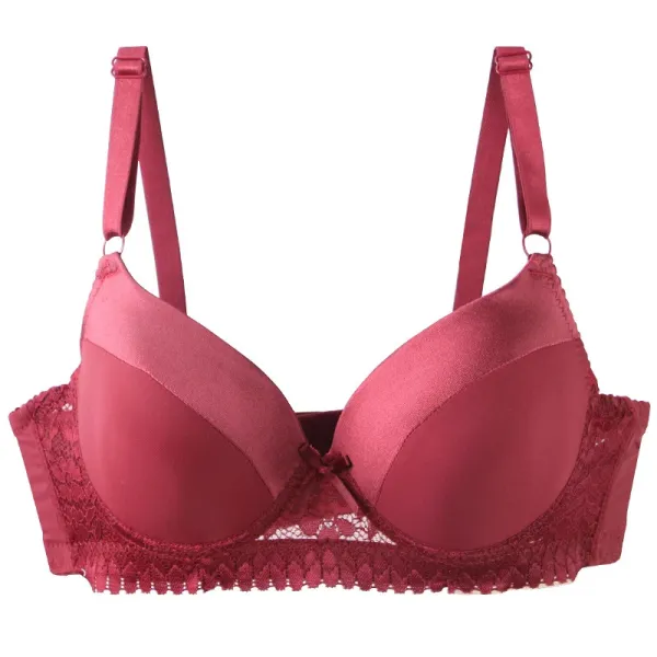 Design Lace Trim Satin Underwire Bra in Dusty Rose Underwear - 8