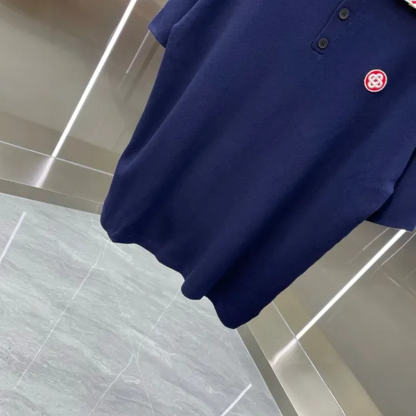 Design Embroidered Collar Polo Navy Polo Shirt - 5