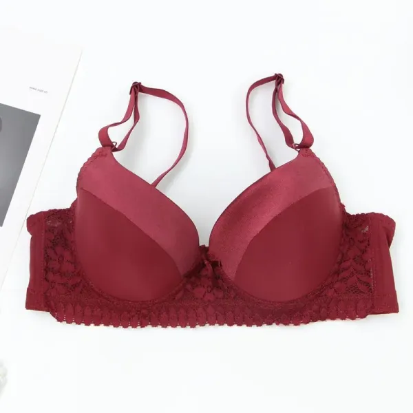Design Lace Trim Satin Underwire Bra in Dusty Rose Underwear - 21