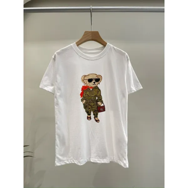 Polo Ralph Lauren Bear Embroidered White T-Shirt - 1