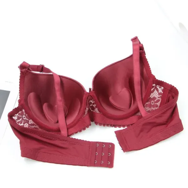 Design Lace Trim Satin Underwire Bra in Dusty Rose Underwear - 22