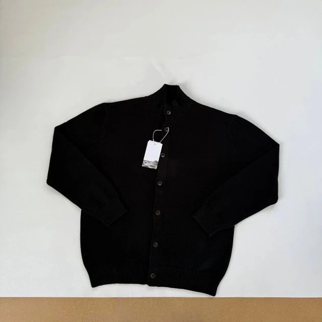 Design Beige Ribbed Collar Cardigan with Black Buttons Outerwear.cardigan - 16
