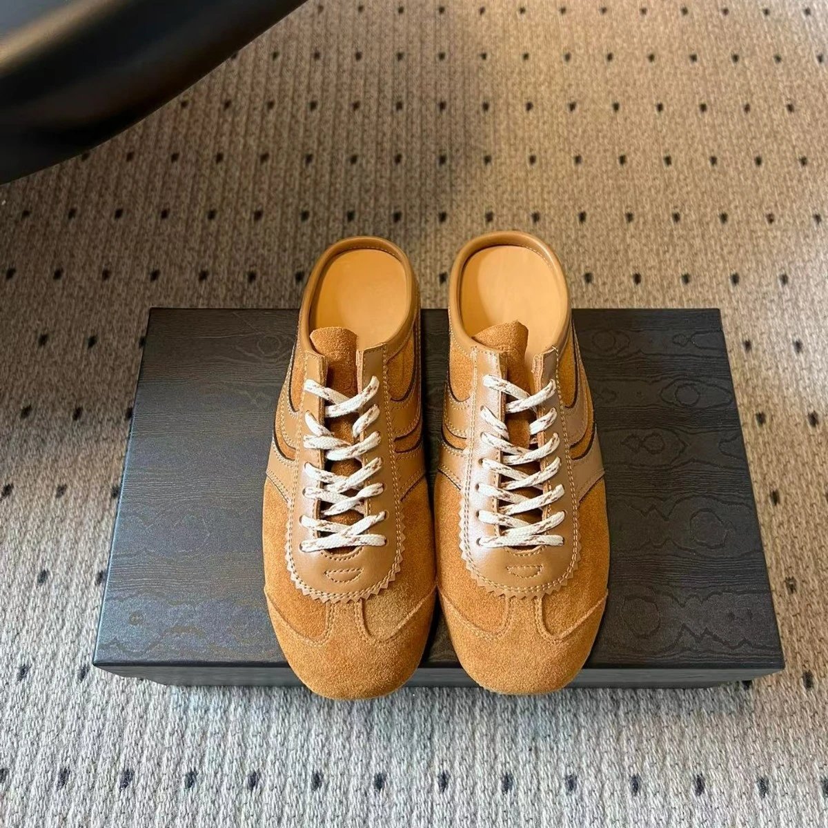Suede Mule Sneakers Green Tan Red Black Silver Casual Loafers