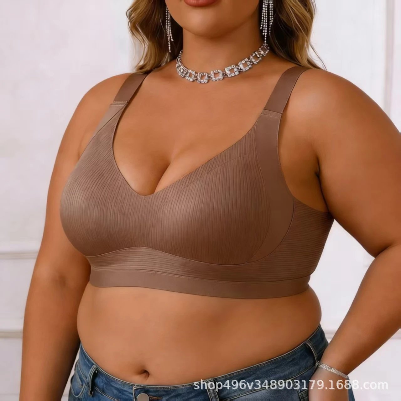 Design Seamless Ribbed Nude Wireless Bralette Underwear - 5