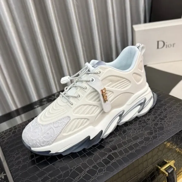Dior B23 Low White Ice Blue Chunky Sneakers - 1